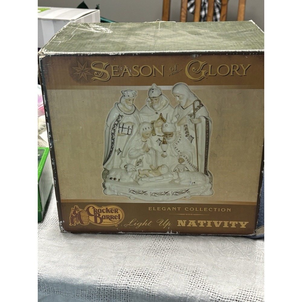 Vintage‎ Cracker Barrel Light Up Illuminated Nativity Scene Lamp Season of Glory
